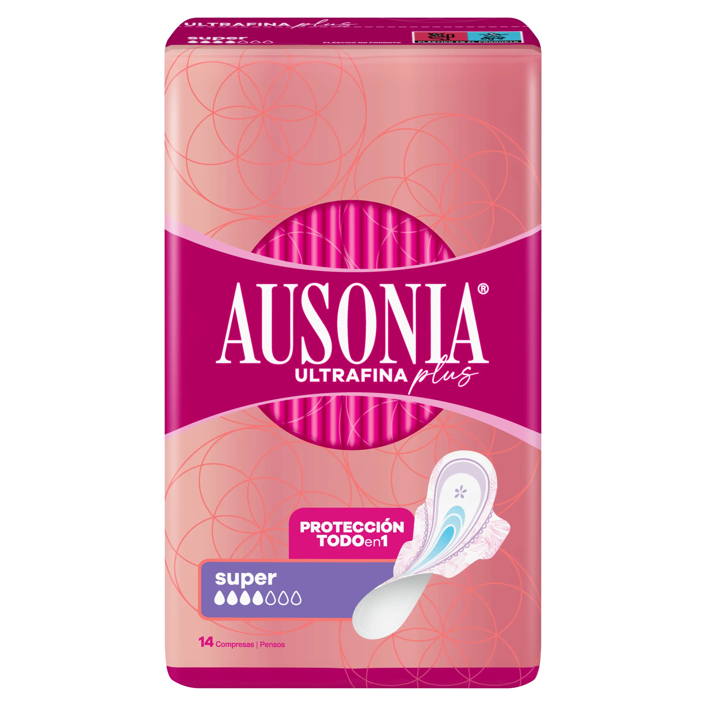 Ausonia Pads With Ultrafine Plus Super Wings , 14 units