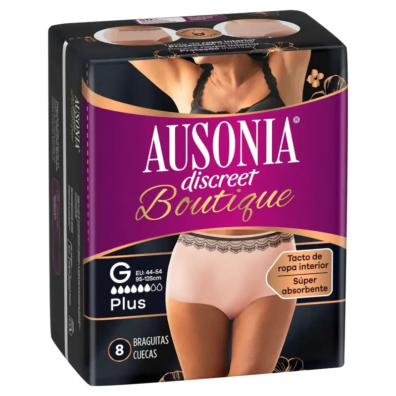 Ausonia Discreet Boutique Culotte d'Incontinence Beige Taille Plus G, 8 Culotte