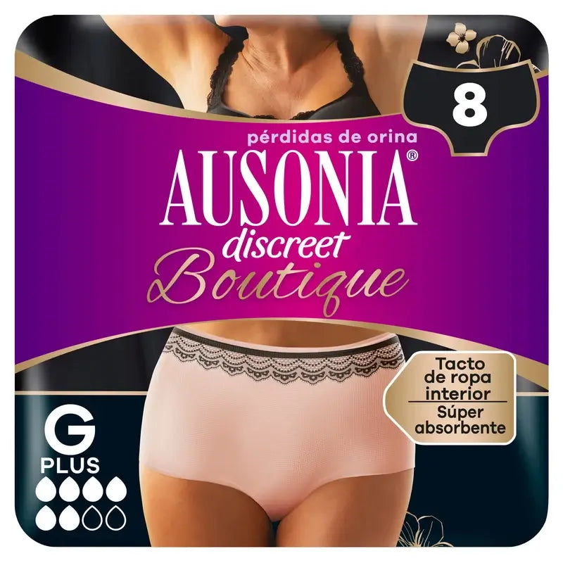 Ausonia Discreet Boutique Incontinence Briefs Beige Plus Size L, 8 Briefs