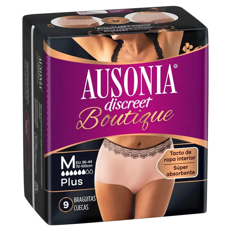 Ausonia Discreet Boutique Culotte d'Incontinence Beige Taille Plus M, 9 Culottes