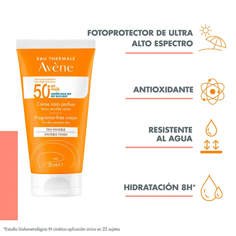 Avène Crème solaire SPF 50+ non parfumée 50 ml