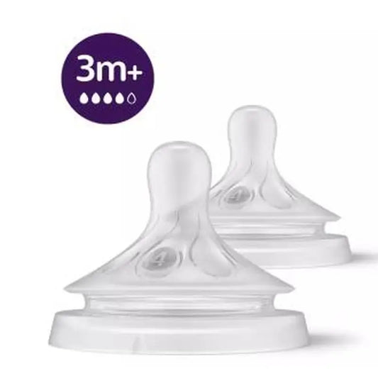 Avent 2 Teats Natural Response Teats T4 3M+ Scy964/02