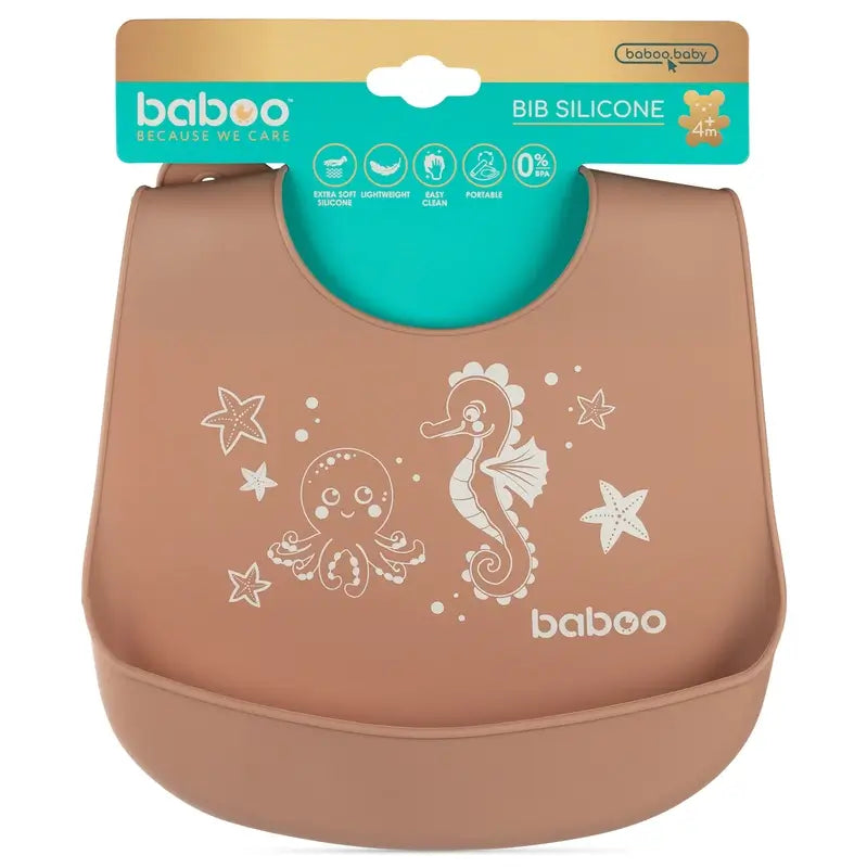 Baboo Bavoir en silicone avec poche cacao, 4+ mois, 1 pc.