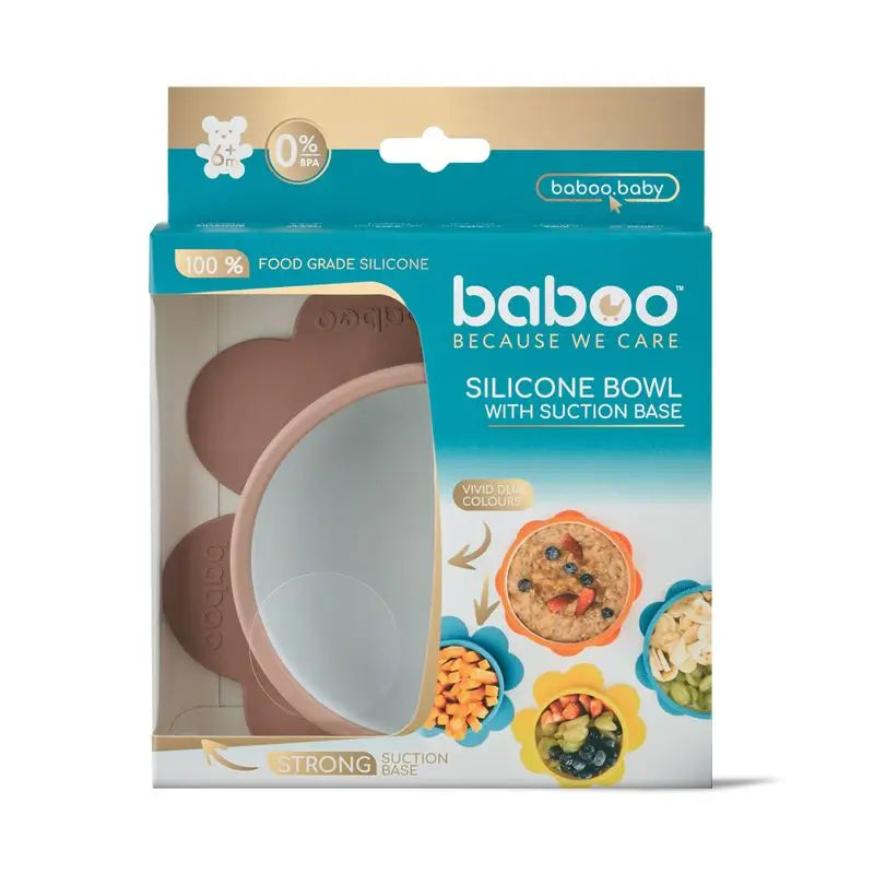 Bol en silicone à ventouse Baboo, 6 mois et plus, cacao
