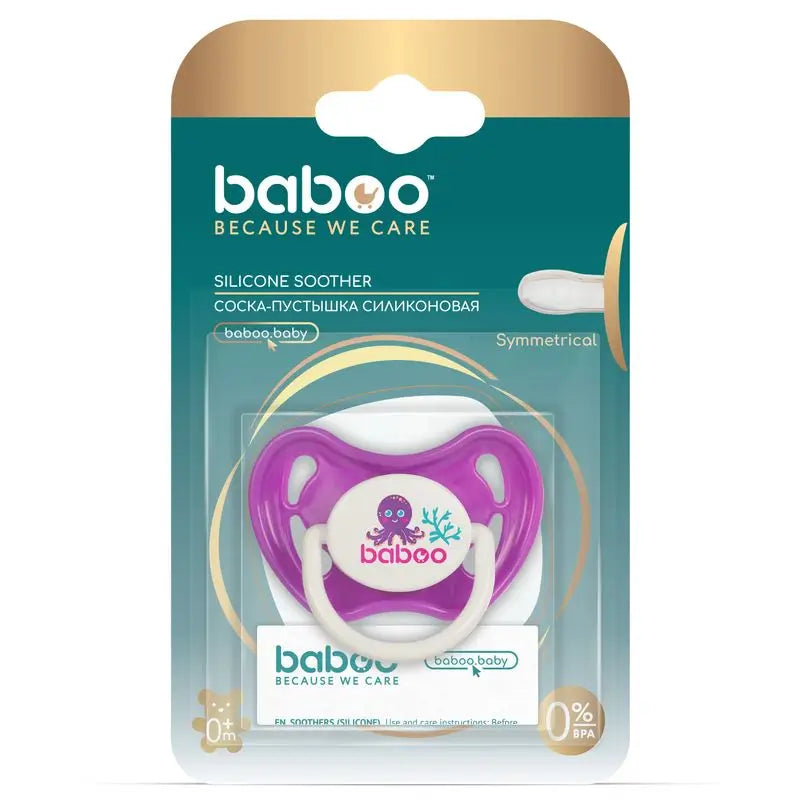 Baboo Symmetrical Silicone Pacifier, 0+ Months Purple