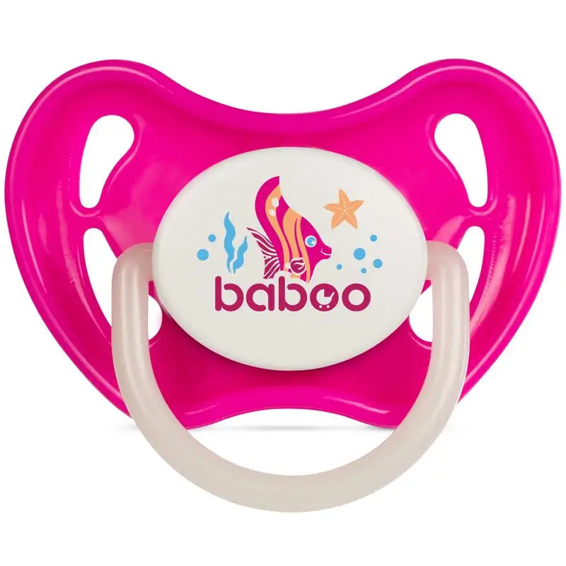 Sucette en silicone symétrique de Baboo, phosphorescente, 6 mois et plus, rose
