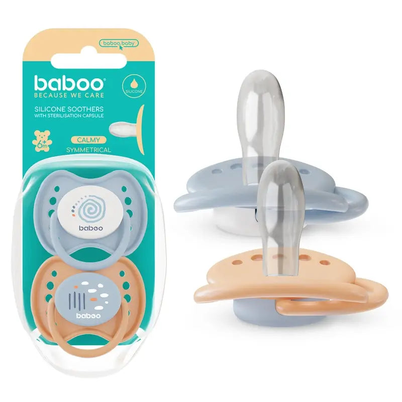 Baboo Calmy Physiological Pacifiers 6-12 Months Blue Haze, 2 units
