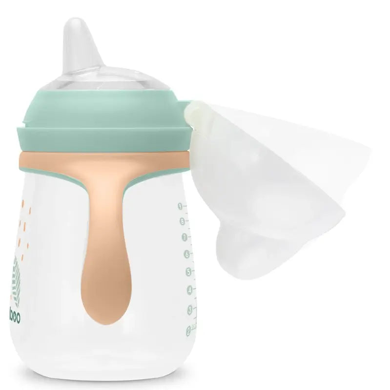 Tasse d'apprentissage Baboo Peachy Keen en silicone avec embout buccal 6+ mois, 260 ml