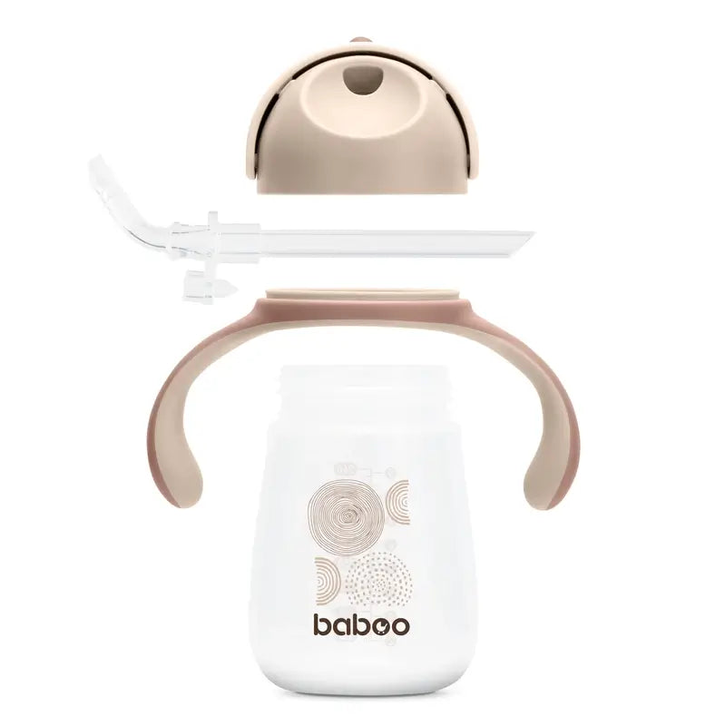 Tasse d'apprentissage Baboo Au Naturale en silicone avec paille 9+ mois, 260 ml