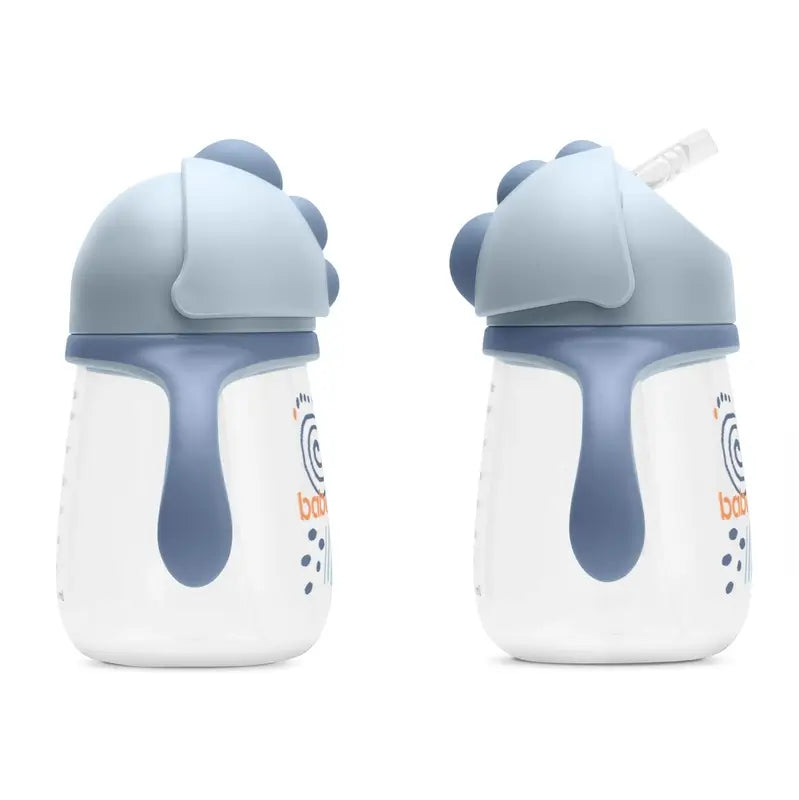 Tasse d'apprentissage Baboo Blue Haze en silicone avec paille 9+ mois, 260 ml