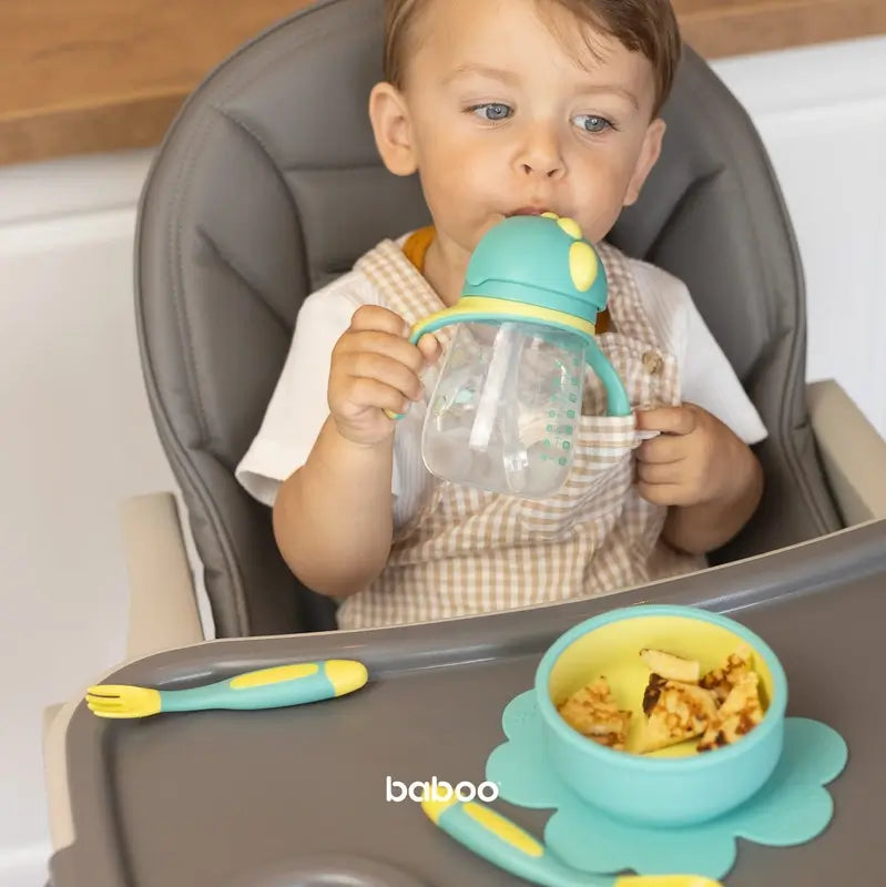 Tasse d'apprentissage Baboo Lagoon Fiesta en silicone avec paille 9+ mois, 260 ml