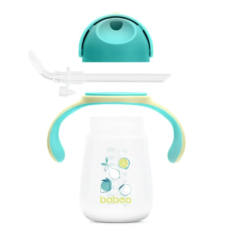 Tasse d'apprentissage Baboo Lagoon Fiesta en silicone avec paille 9+ mois, 260 ml