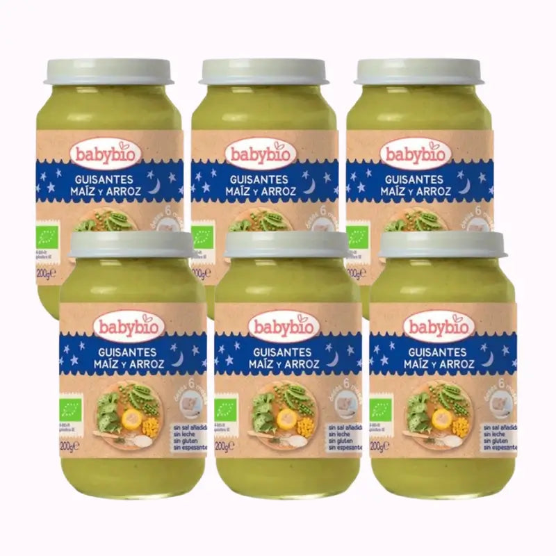 Babybio Good Night Peas-Maize-Rice, Pack 6 x 200 grams