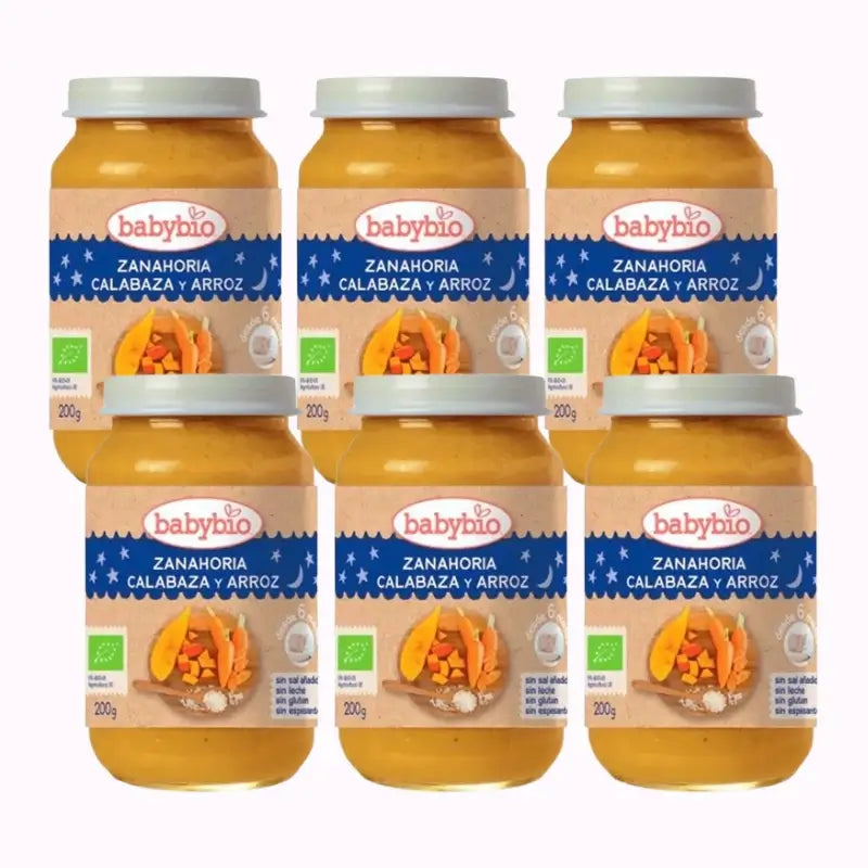 Babybio Goodnight Carrot-Squash-Rice, Pack 6 x 200 grams