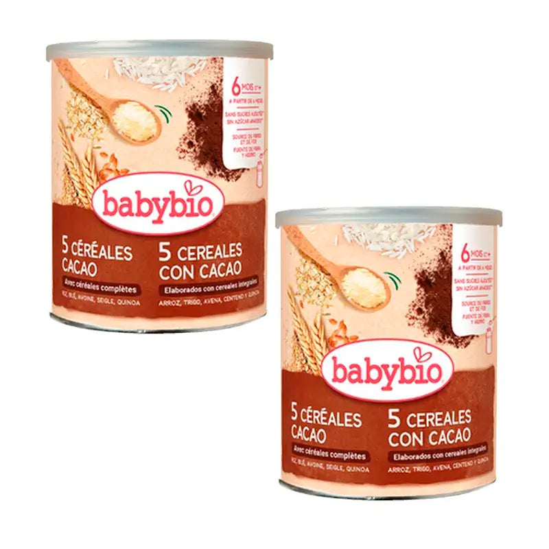 Babybio 5 Cereals with Cocoa, Pack 2 x 220 g