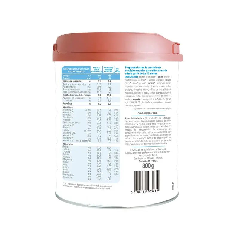 Babybio Primea 3 Croissance au lait de vache 12-36 mois, 800 grammes