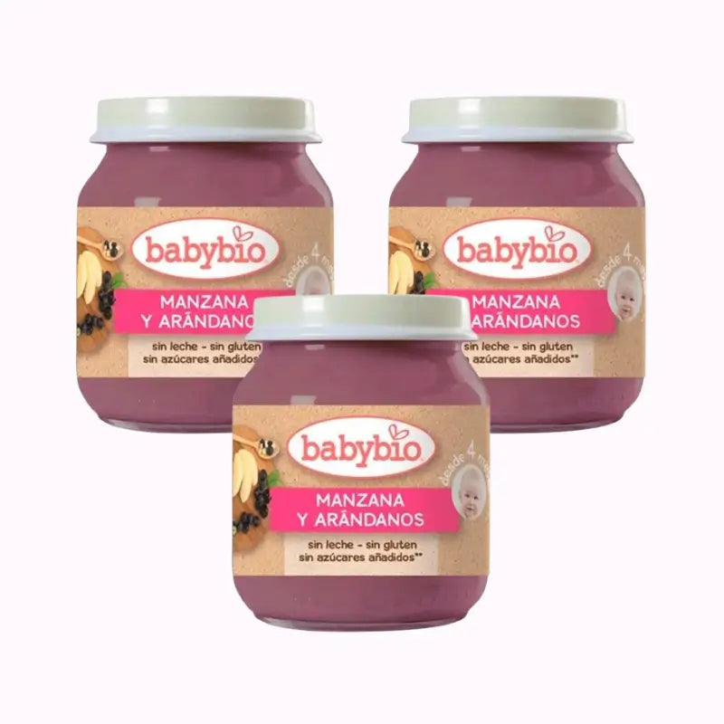 Babybio Apple Blueberries, Pack 3 x Blueberries, 130g