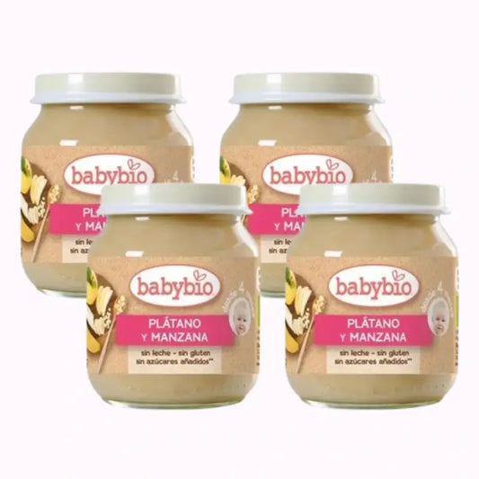 Babybio Apple Banana, Pack 4 x 130 g