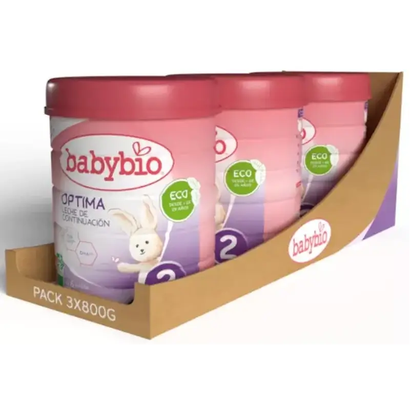 Babybio Optima 2 Cow's Milk 6-12 Months, Pack 3 x 800 grams