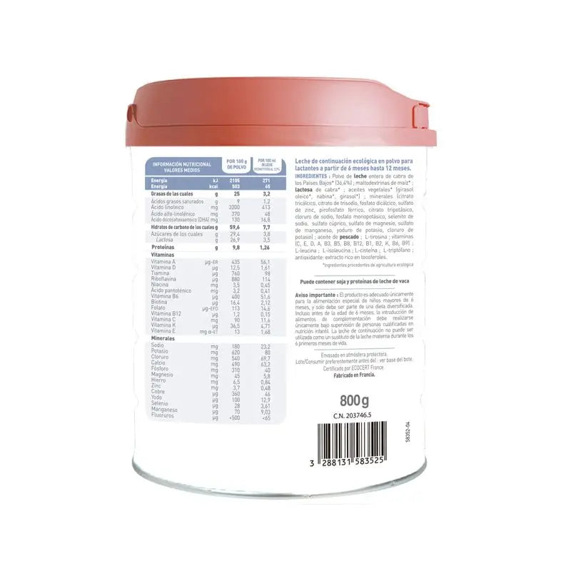 Babybio Caprea 2 Lait de chèvre 6-12 mois, paquet de 6 x 800 g