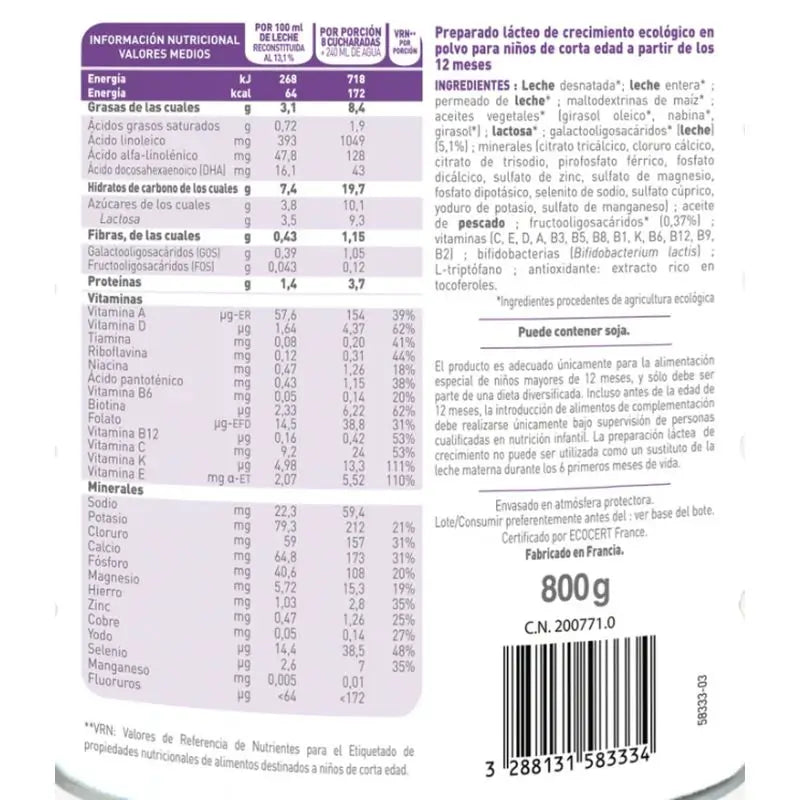 Babybio Pack Optimum Milk 2 et 3 + yaourts de vache