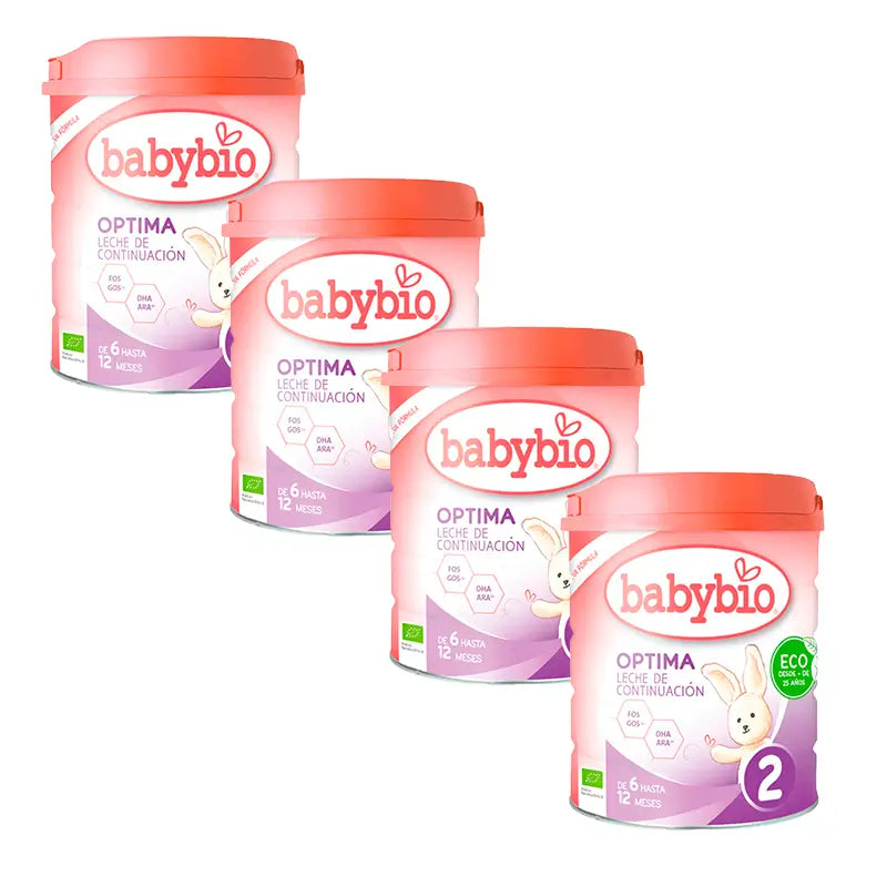 Babybio Optima 2 Cow's Milk 6-12 Months, Pack 4 x 800 grams