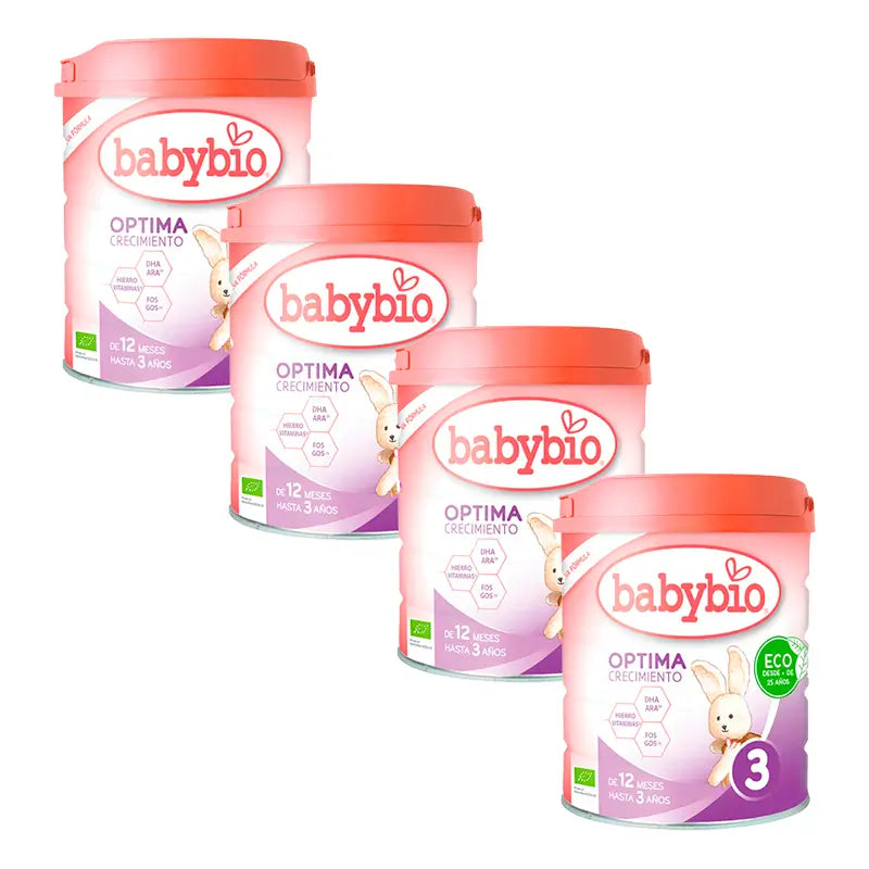 Babybio Optima 3 Cow's Milk 12-36 Months, Pack 4 x 800 grams