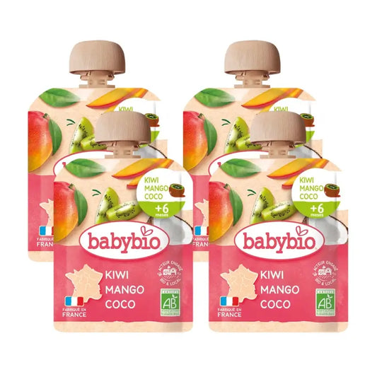 Babybio Pouch Kiwi Mango Coconut, Pack 4 x 90 g