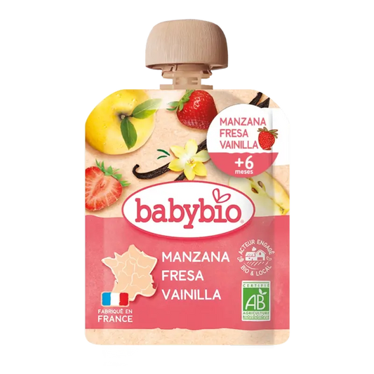 Babybio Pouch Apple Strawberry Vanilla, 90g