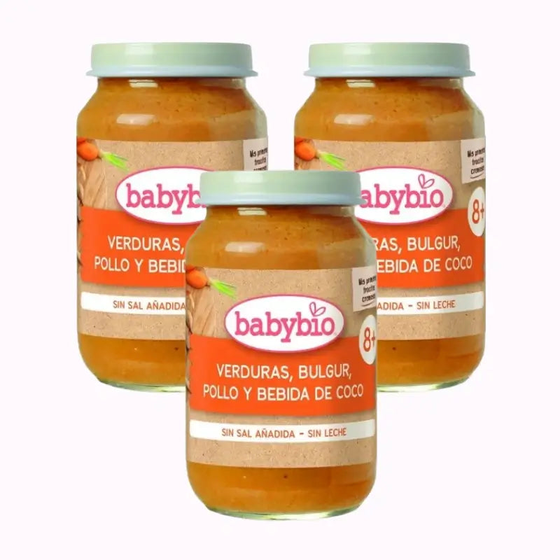 Babybio Vegetables Bulgur Chicken & Coconut Drink, Pack 3 x 200 grams