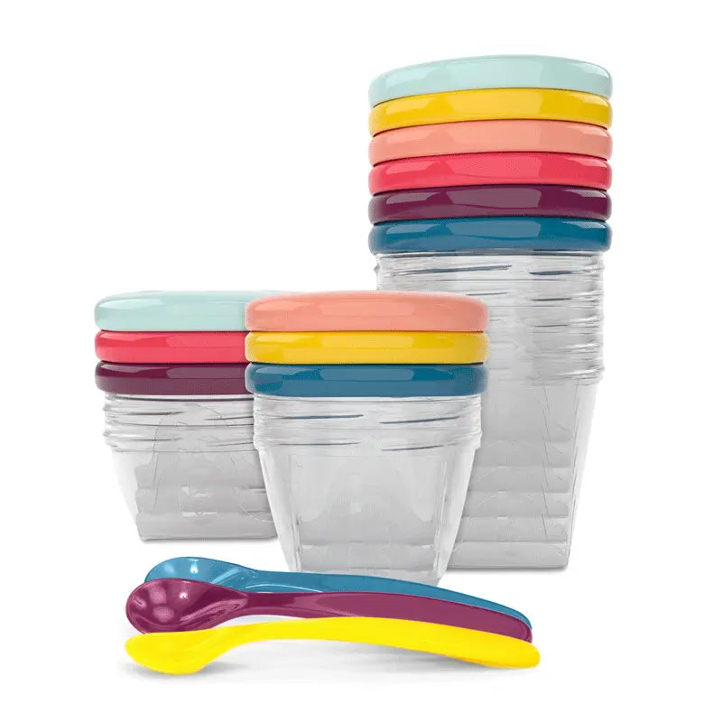 Babymoov Babybol Multiset Airtight Storage Bowl Set: 3 x 120 ml, 3 x 180 ml, 3 x 250 ml and 3 Flexible Spoons