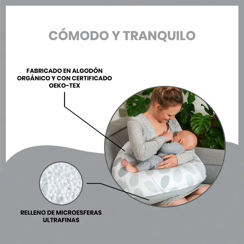 Babymoov Coussin de maternité et d'allaitement Doomoo Buddy Leaves Aquagreen