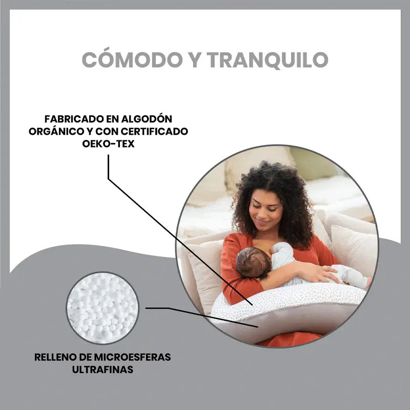 Babymoov Coussin de grossesse et d'allaitement Doomoo Risotto Taupe