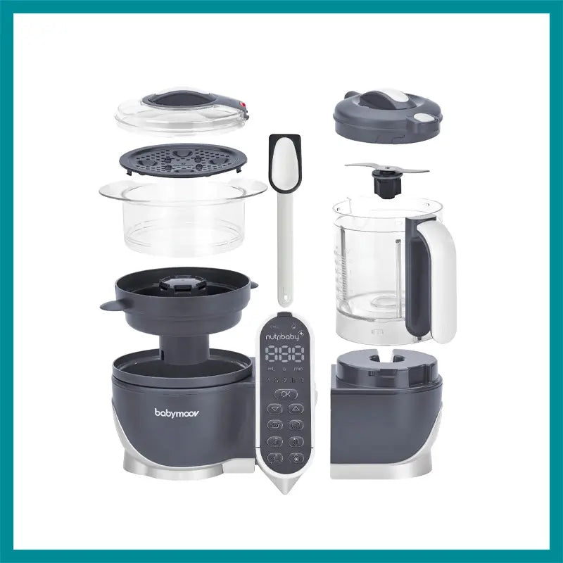 Babymoov Nutribaby (+) Robot culinaire mixeur et cuiseur vapeur gris industriel