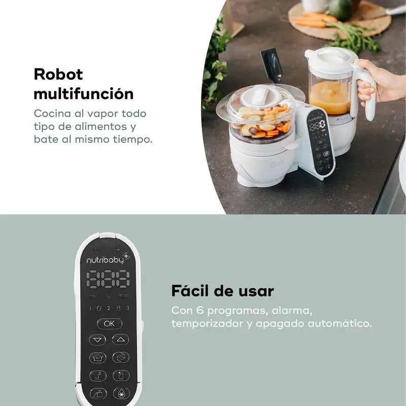 Babymoov Robot de Bébé Multifonction 6-en-1 Nutribaby(+) Mineral Beige