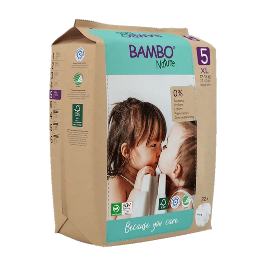 Bambo Nature Nappies Size 5 (12-18Kg), 22 pieces