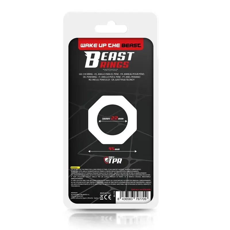 Beast Rings Super Flexible Polygonal Penis Ring 2.2 Cm Black