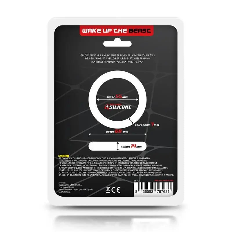Anneaux Beast Rings Anneau de pénis en silicone solide 5.5 Cm Noir