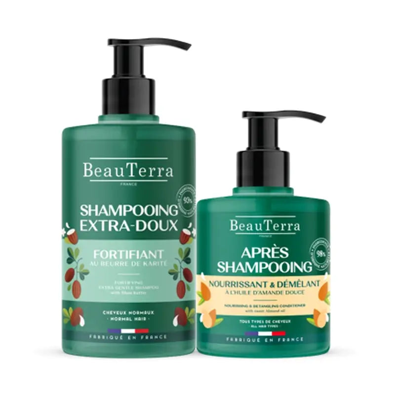 Beauterra Pack Shampooing fortifiant 750 ml + Après-shampooing 500 ml