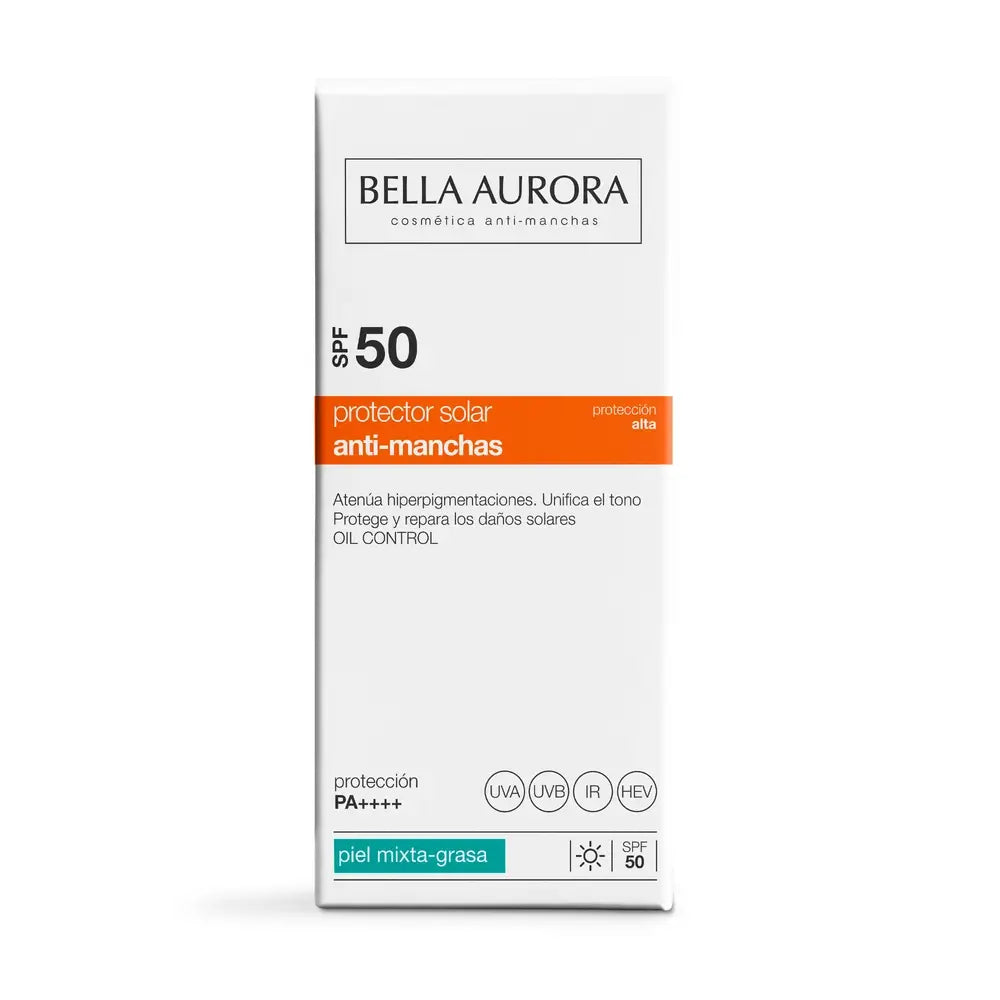 Bella Aurora Crème solaire anti-imperfections Spf50, Peau grasse-mixte, 50 ml