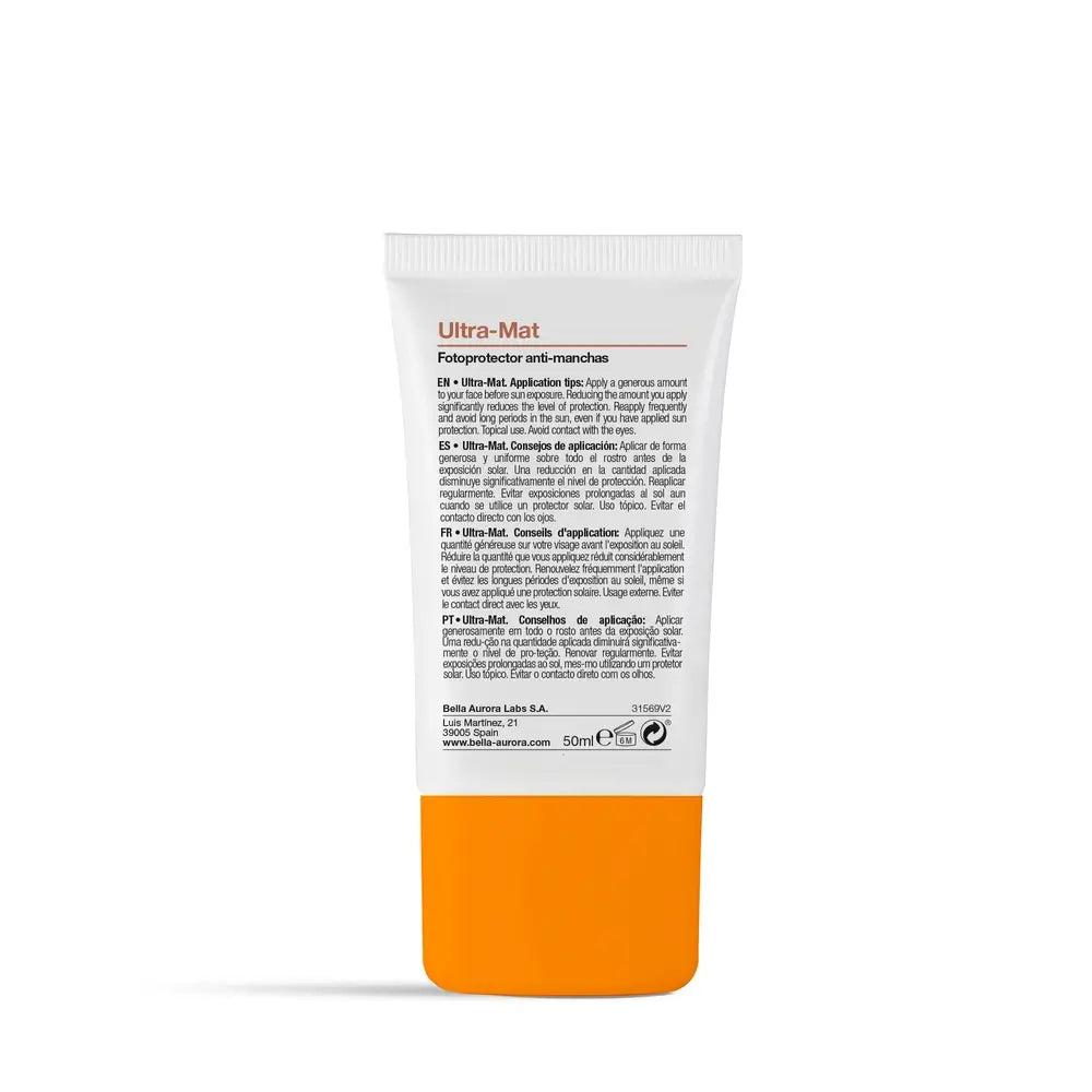 Crème solaire anti-imperfections Bella Aurora Ultra-Mat, 50 ml.