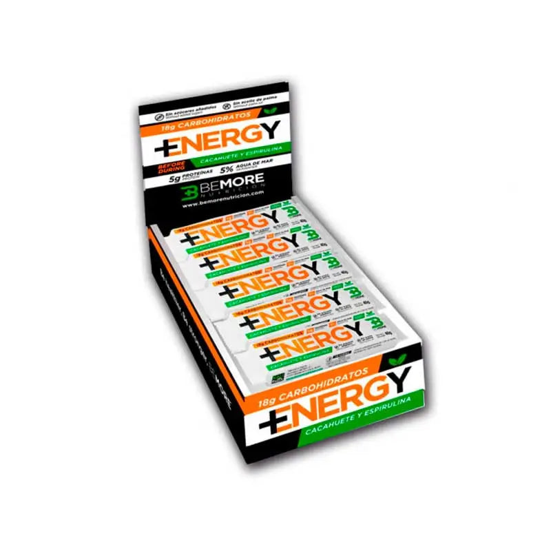 Bemore Nutrition Energy+ Energy Bar Peanut & Spirulina Flavour Box 18 units