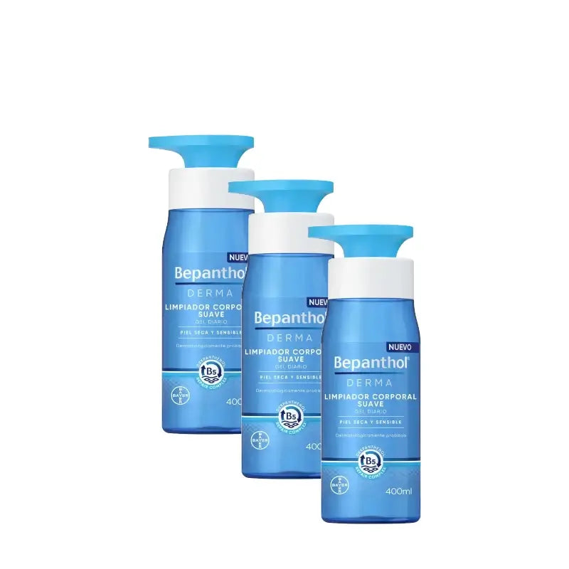 Bepanthol Derma Nettoyant doux pour le corps, lot de 3 x 400 ml