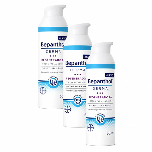 Bepanthol Derma Régénérante - Crème de nuit pour le visage - Lot de 3 x 50 ml