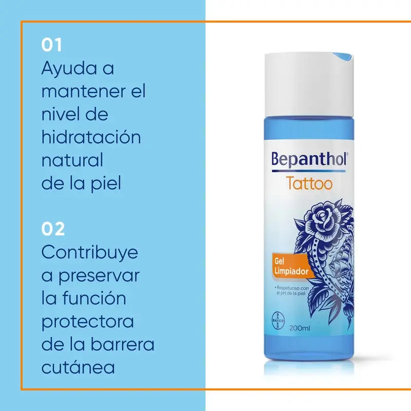 Gel nettoyant Bepanthol Tattoo, 200 ml