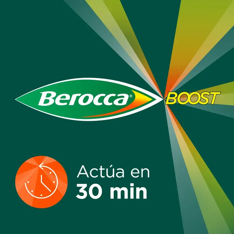 Berocca Boost Magnésium, Vitamines et Minéraux avec Guarana, 30 Comprimés Effervescents