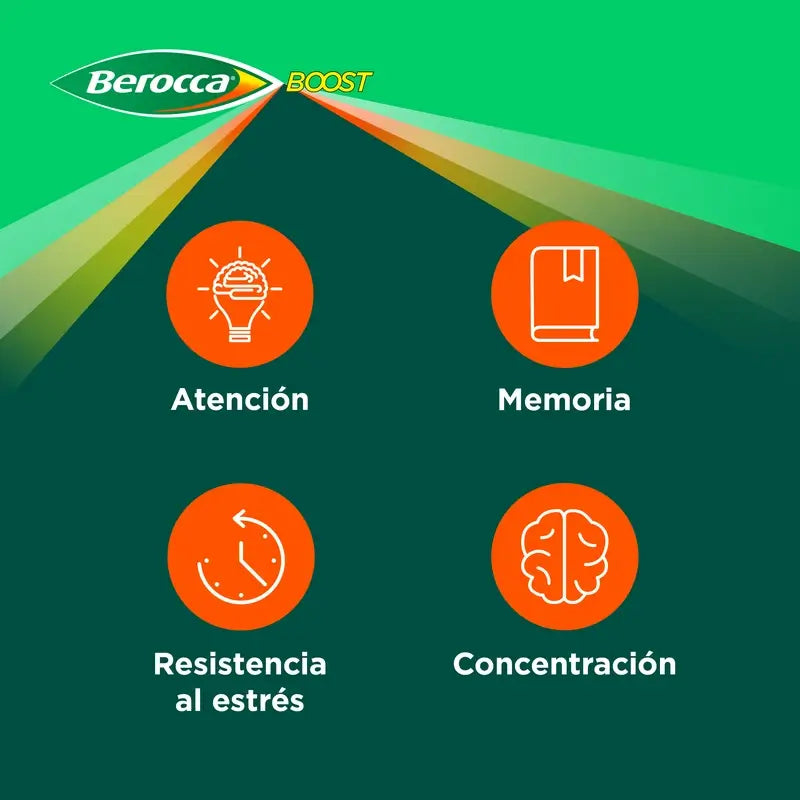 Berocca Boost Magnésium, Vitamines et Minéraux avec Guarana, 30 Comprimés Effervescents