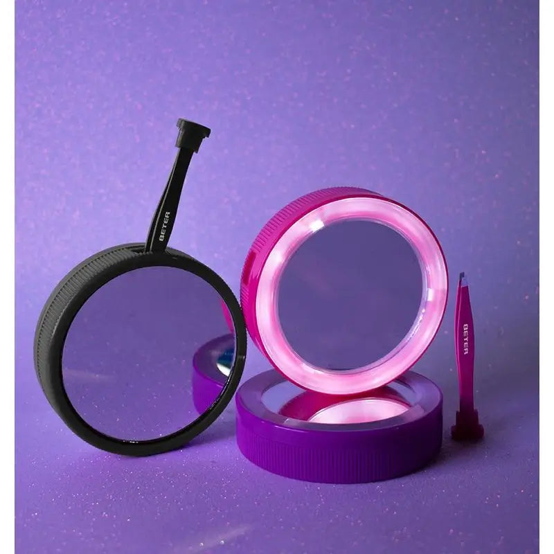 Beter Oooh ! Miroir double avec lumière led et pince à épiler à bouts inclinés