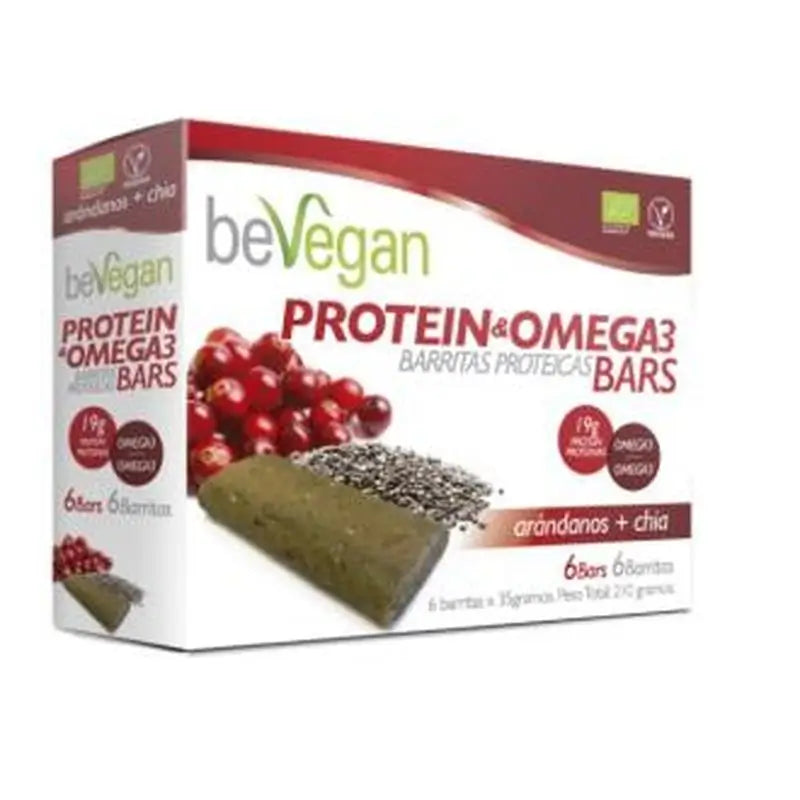 Bevegan Protein Bars-Antiox Blueberry+Chia 6pcs. Bio Vegan