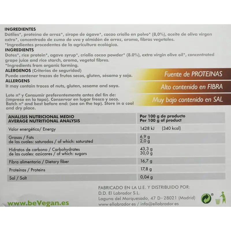 Bevegan Barres Protéinées-Energy Cocoa 6pcs. Bio Sg Vegan